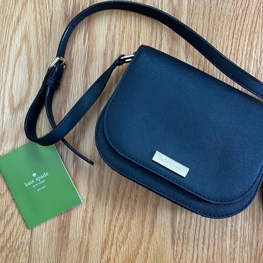 Kate Spade Mini Crossbody Black Leather Crosshatch
